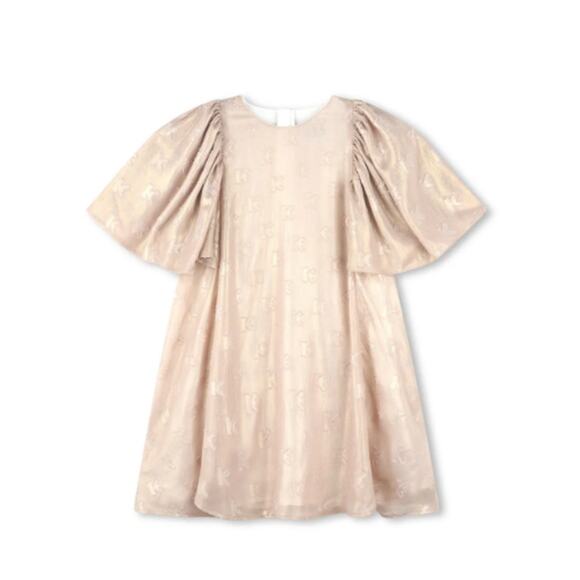 Kenzo Kids Girls Gold Logo Flutter Jacquard Lamé Dress Size 10A - Picture 12 of 13
